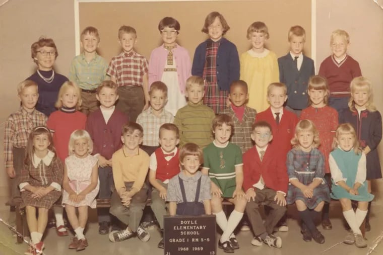 Mrs. Shannon’s first-grade class with Michael Smerconish in center of middle row and Darryl Chatman to his left.