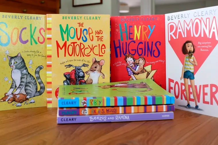 This image shows a collection of books by Beverly Cleary on Friday, March 26, 2021, at a home in Altadena, Calif. The beloved children's author, whose characters Ramona Quimby and Henry Huggins enthralled generations of youngsters, has died. She was 104. Cleary's publisher, HarperCollins, announced her death Friday. In a statement, the company said Cleary died in Carmel, Calif., her home since the 1960s, on Thursday. No cause of death was given. (AP Photo/Anthony McCartney)