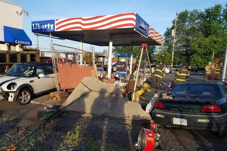 Philadelphia Fire Department hazmat and rescue teams responded to the explosion at a gas station in Bensalem.