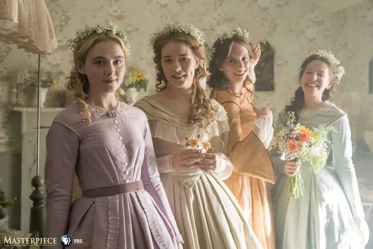 The March sisters of Louisa May Alcott’s “Little Women” on PBS’ “Masterpiece” (from left): Kathryn Newton as Amy, Willa Fitzgerald as Meg, Maya Hawke as Jo, and Annes Elwy as Beth.