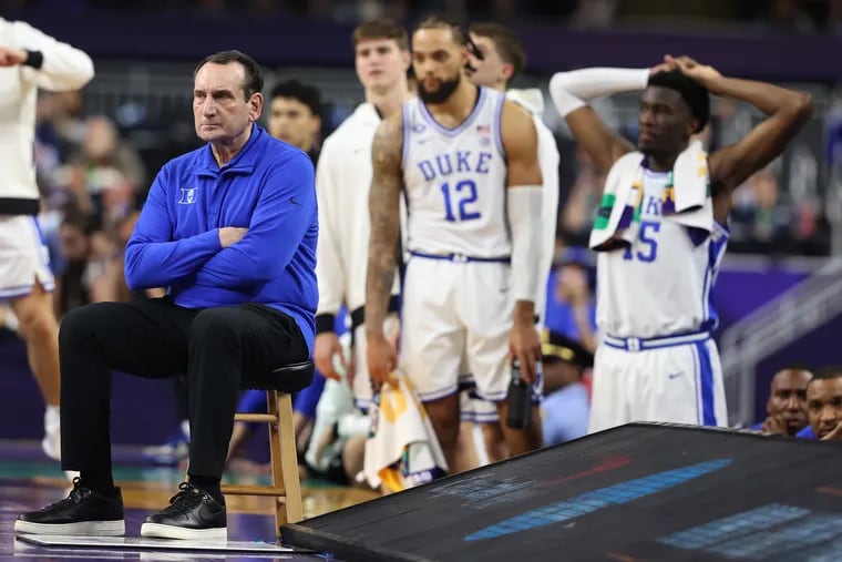 Mike Krzyzewski's legendary coaching career ended Saturday night, as Duke was beaten by North Carolina, 81-77, in the Final Four.