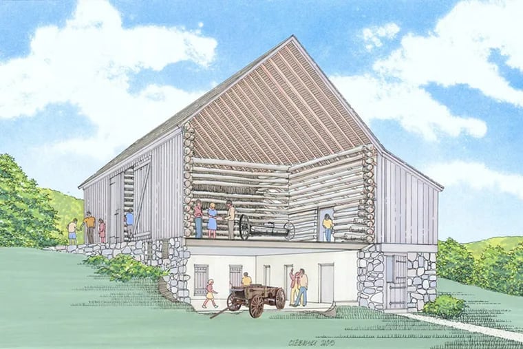 This rendering shows the Tredyffrin Historic Preservation Trust’s plan to turn the Jones Log Barn into the Living History Center in Chesterbrook.
