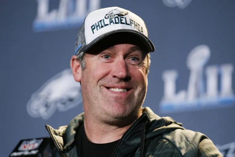 Eagles Head Coach Doug Pederson smiles during the Eagles media availability on Wednesday, January 31, 2018 at the Mall of America in Bloomington, Minn. YONG KIM / Staff Photographer