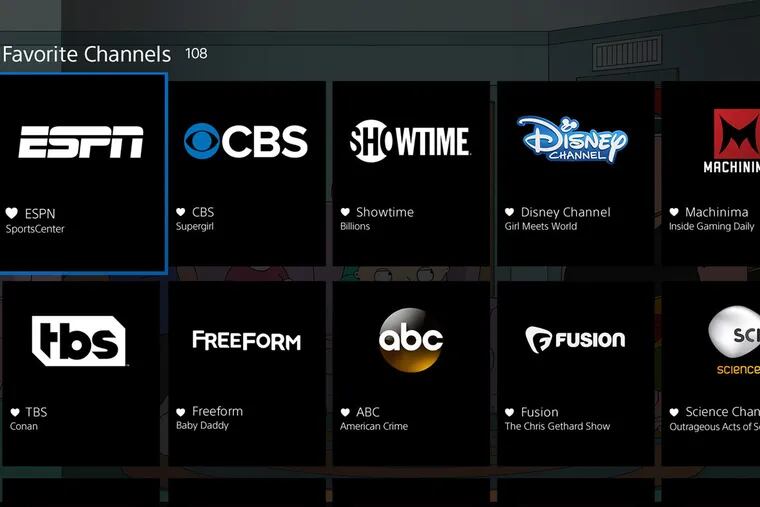 A frame grab demonstrating Sony's PlayStation Vue streaming-television service. Sony announced that PlayStation Vue is getting a $10-a-month price cut and adding Disney-owned channels.