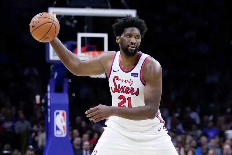 Sixers center Joel Embiid with the basketball during the game against the San Antonio Spurs earlier this month.