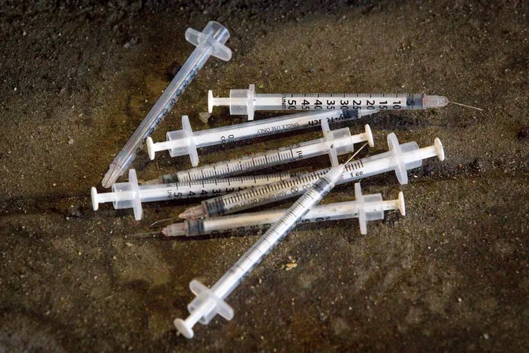 Used needles on the ground, in Kensington as the city considers the implementation of "safe injection sites."
