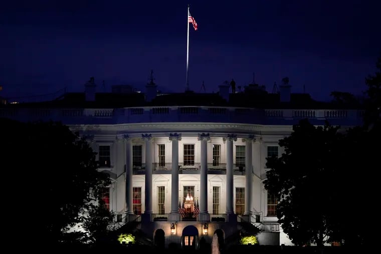 The White House after President Donald Trump arrived from Walter Reed National Military Medical Center via Marine One on Monday.
