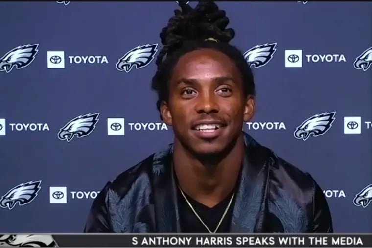 Eagles safety Anthony Harris during his introductory news conference on Tuesday.