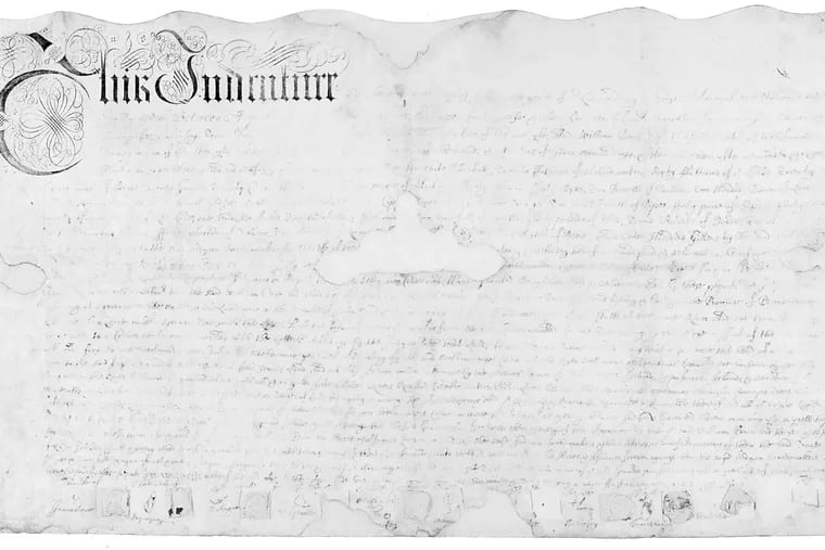 A 1682 deed between William Penn and the Delaware Indians.