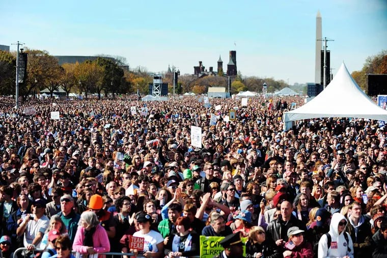 Thousands attend the Rally To Restore Sanity and/or Fear on the National Mall on Oct. 30, 2010 in Washington.