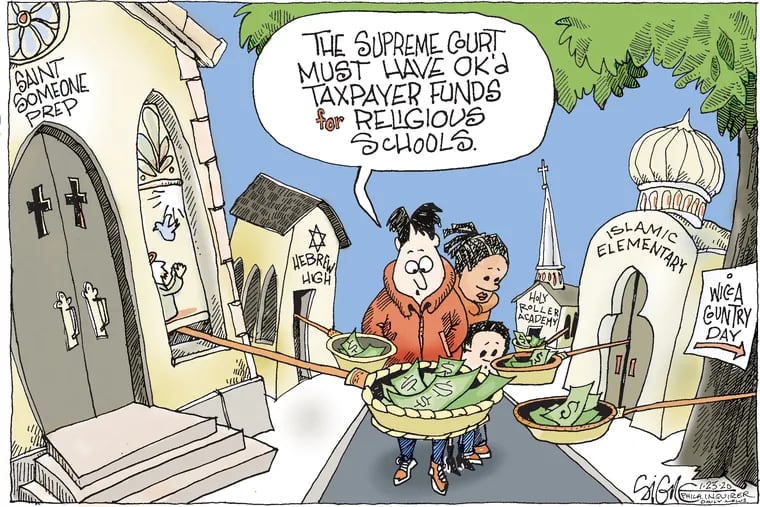 Passing the collection plate to taxpayers for religious schools.