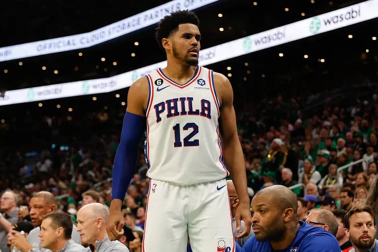 Sixers forward Tobias Harris against the Boston Celtics during Game 7 of the Eastern Conference semifinal playoffs at TD Garden in Boston on Sunday, May 14, 2023.