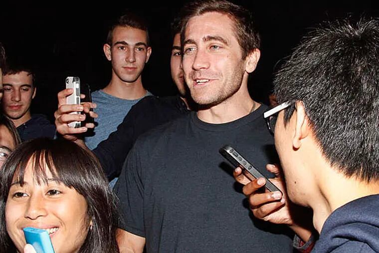 Jake Gyllenhaal drops in at a screening of his new movie &quot;Nightcrawler&quot; at the Rave theater in University City. (SCOTT WEINER)