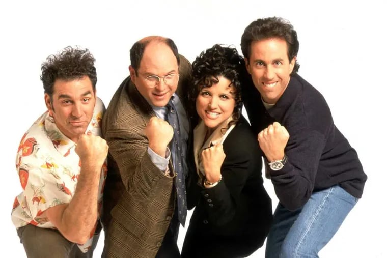 The cast of NBC&#039;s &quot;Seinfeld,&quot; poses in this undated promotional photo provided by NBC Universal. Pictured from left are:  Michael Richards as Kramer, Jason Alexander as George Costanza, Julia Louis-Dreyfus as Elaine Benes and Jerry Seinfeld as himself. (AP Photo/Columbia/TriStar Television Distribution)