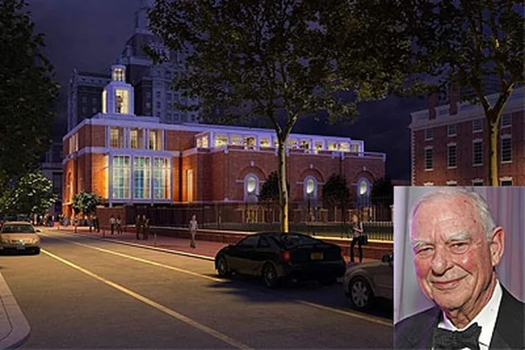 H.F. "Gerry" Lenfest (inset) has donated $40 million toward the construction of the American Revolution Center, which is being planned for Third and Chestnut streets in Philadelphia.