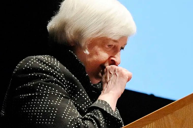 Federal Reserve Board Chair Janet Yellen took ill  Thursday and had to  be helped from the stage. An aide blamed  dehydration.