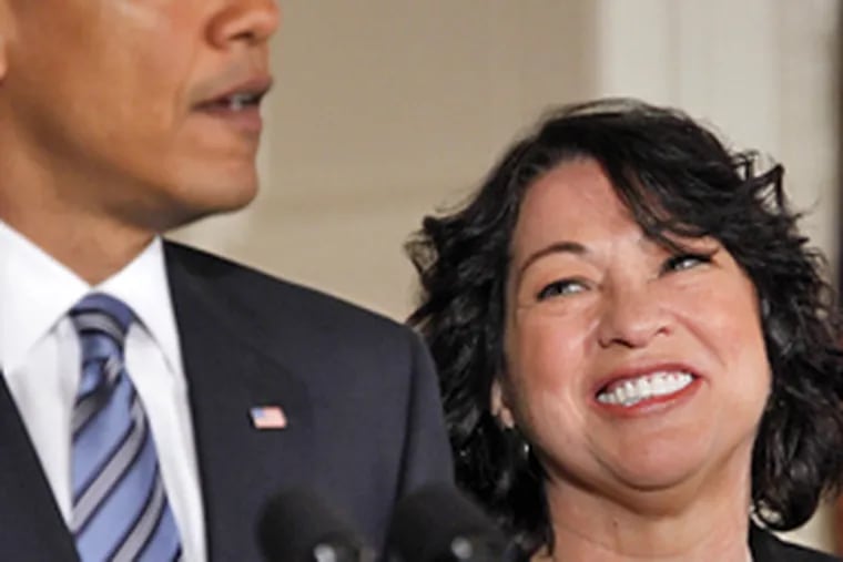 President Barack Obama announces federal appeals court judge Sonia Sotomayor as his nominee for the Supreme Court today in an East Room ceremony of the White House in Washington. (AP Photo/Pablo Martinez Monsivais )