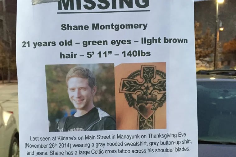 Shane Montgomery missing poster in Manayunk.