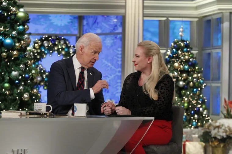 Joe Biden comforts Meghan McCain this week during their appearance on  The View.