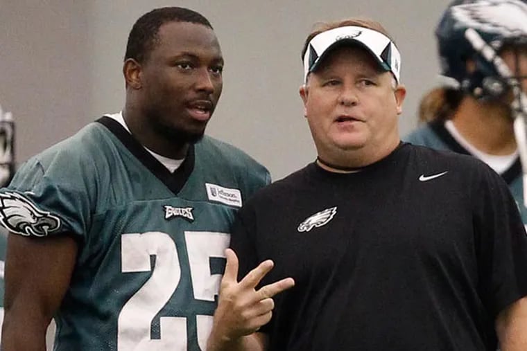 Eagles running back LeSean McCoy and head coach Chip Kelly. (Davdi Maialeeti/Staff Photographer)