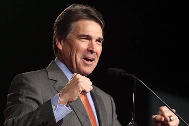 GOP presidential candidate Rick Perry addressing the Conservative Political Action Conference in Orlando Friday. His rocky debate Thursday had some strategists fretting. (AP Photo/Joe Burbank, Pool)