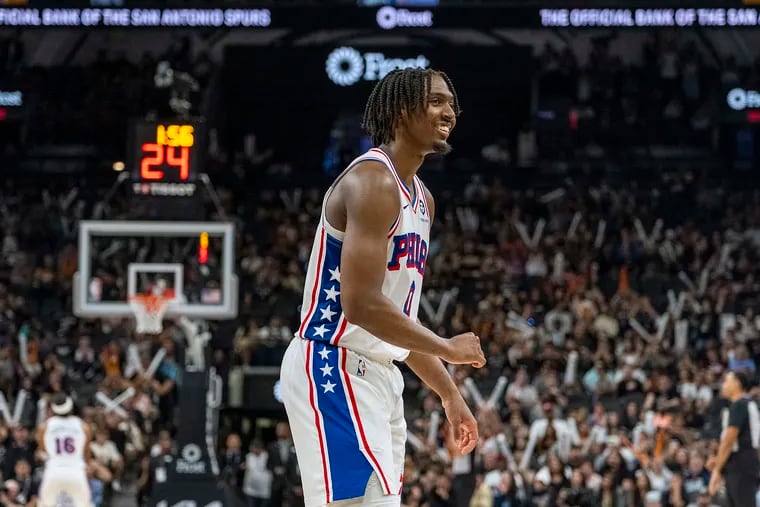 Sixers guard Tyrese Maxey scored 52 points against the San Antonio Spurs to capture a crucial win.