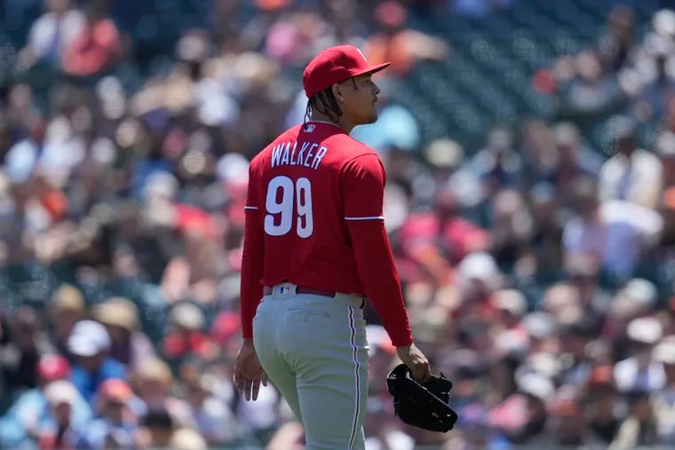 Phillies pitcher Taijuan Walker didn't make it out of the first inning on Wednesday.