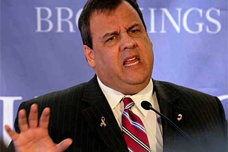 Gov. Christie explains his plans during an address in New York. (Craig Ruttle / Associated Press(