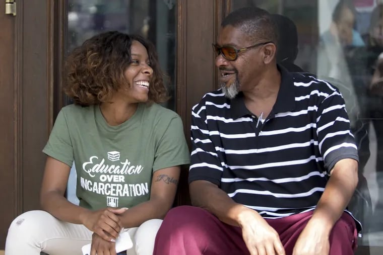 Kristal Bush, 28, with her father, Victor, 54, who was released from prison after 25 years.