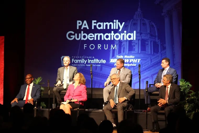Seven of the nine Republicans running for governor in Pennsylvania gathered Thursday, March 24, at Cairn University in Langhorne for a forum sponsored by The Pennsylvania Family Institute and 1210-WPHT-AM.