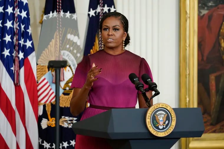 Former first lady Michelle Obama's office is distancing itself from commercials running in the Philadelphia area that aim to boost Jeff Brown's candidacy for mayor.