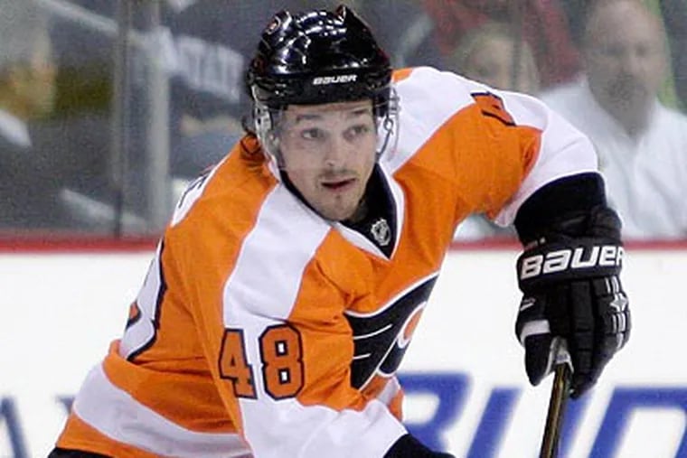 Danny Briere, Scott Hartnell and Ville Leino have combined for 96 points on the season. (Yong Kim/Staff file photo)