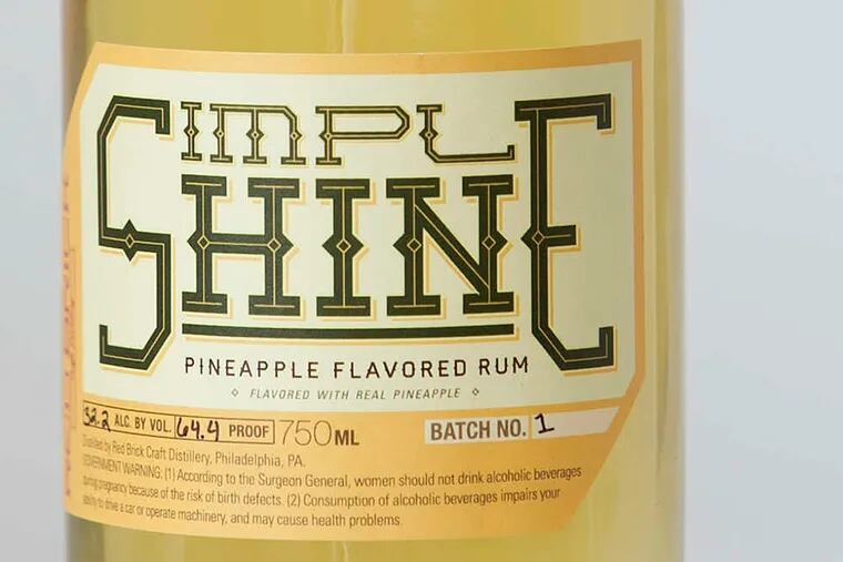 Simple Shine, pineapple-flavored rum, from Red Brick Craft Distillery.
