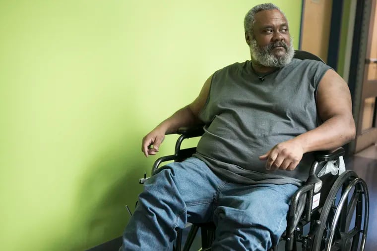 Richard Sample, 53, wheels through the kitchen of Serenity Court, a new respite center for homeless people who need more medical help than traditional shelters can provide.  Earlier, a hospital had tried to send him to a regular shelter.