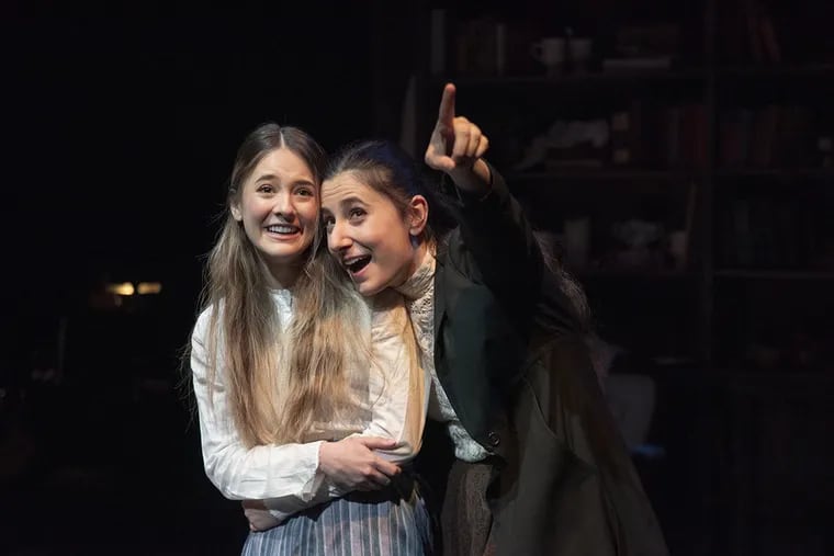 Paola Morales (left, as Beth), Marielle Isa (as Jo) in Little Women at Quintessence Theatre Group.