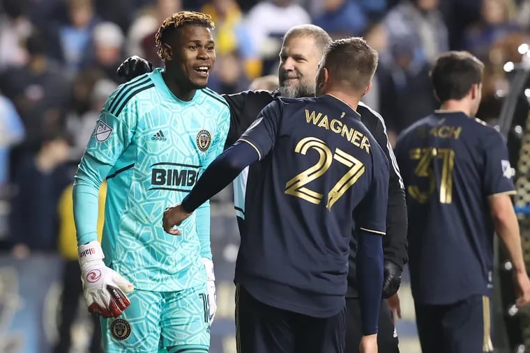 Goalkeeper Andre Blake (left) has seen a lot of the Union's highs and lows in his years here.