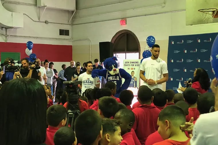 Ben Simmons gave 750 coats to Cramp elementary students.