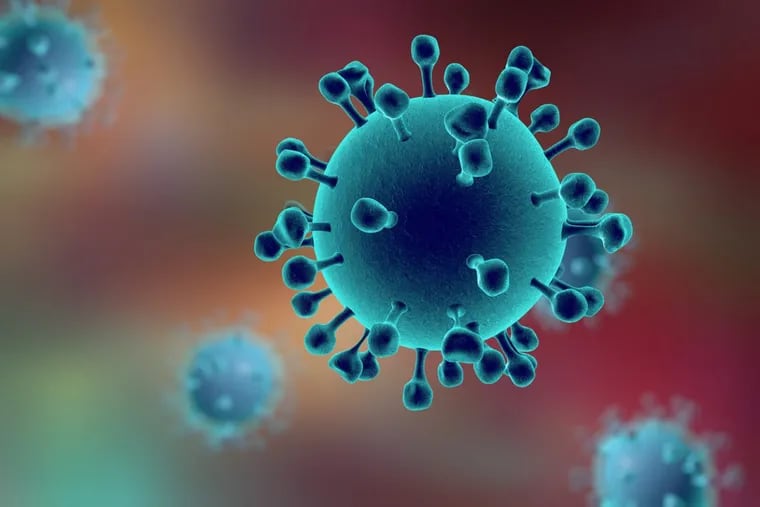 An illustration of a flu virus.