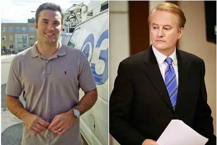 Did former CBS3 anchor Larry Mendte (right) try to hack the email of then co-worker Doug Kammerer (left) a meteorologist?
