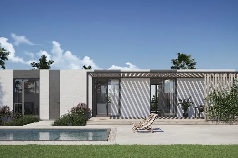Rendering of a 3-D-printed home in Rancho Mirage, Calif.