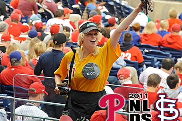 Pistachio Girl on her own in peanuts-and-Cracker-Jack world of Phillies  ballpark