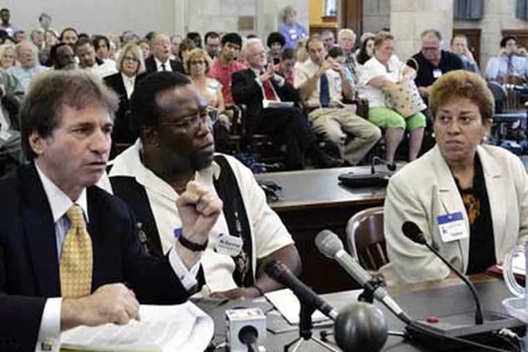 Larry Peterson shared the witness table in 2006 with celebrity lawyer Barry Scheck and Sharon Hazard-Johnson, whose parents were murdered, at a N.J. panel's death-penalty hearing.