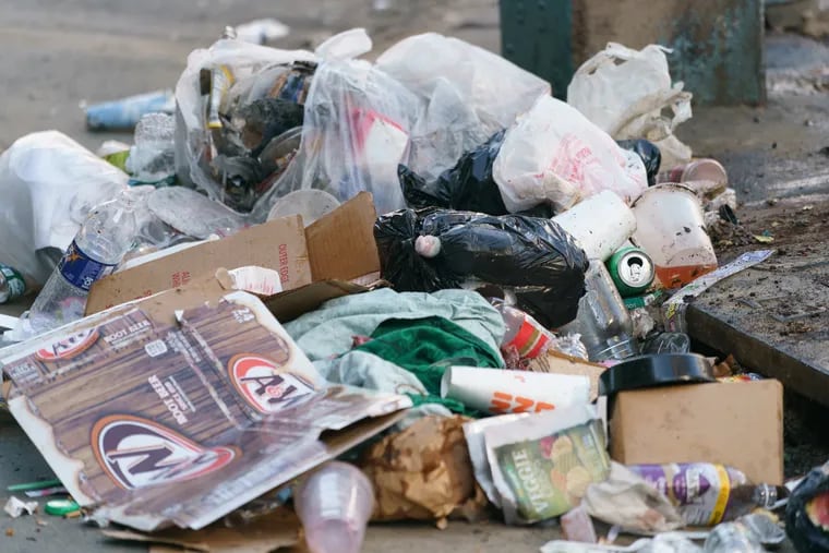 Trash on Kensington Avenue in Philadelphia, July 27, 2020.