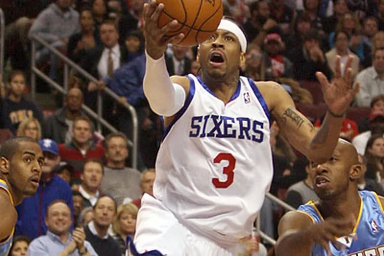Allen Iverson tallied 11 points, five rebounds and six assists in his return to the 76ers. (Yong Kim/Staff Photographer)