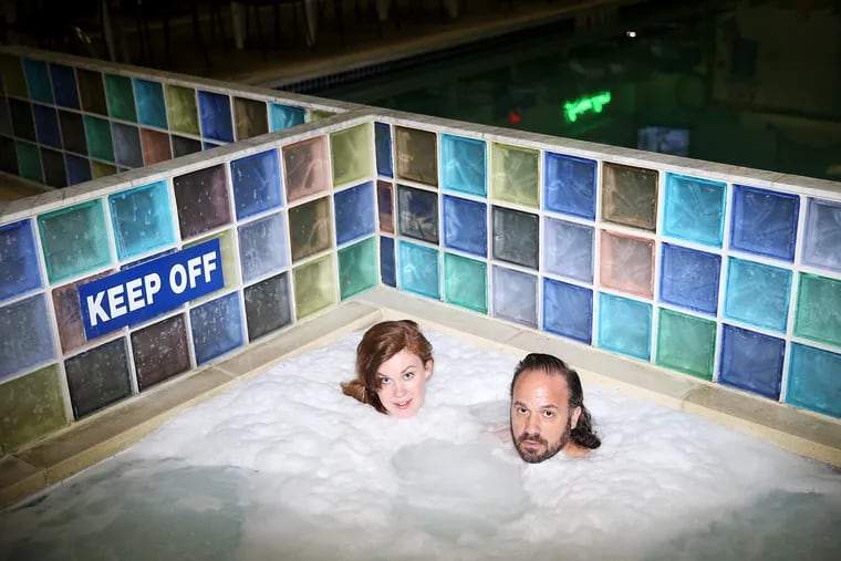 Steph Irwin, left, and David Pianka, organizers of Sunday's Making Time PURE SPA party, pose for a portrait at Southampton Spa in Southampton, Pa., on Wednesday, March 27, 2019. The two are hosting their first spa party, which will offer a balance of relaxation and partying, early Sunday morning.