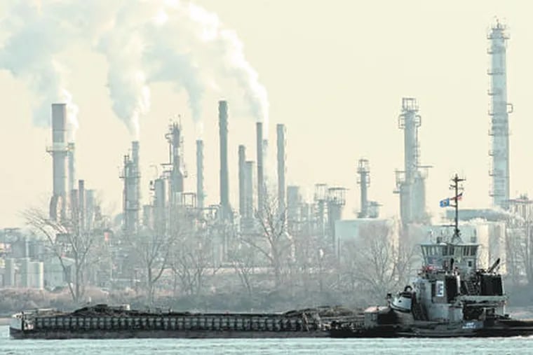 Ozone, the chief component of smog, is a byproduct of emissions from automobiles, power plants, and oil refineries, such as this refinery on the Delaware River. The EPA estimates that ozone contributes to dozens of premature deaths each year in the Philadelphia area.