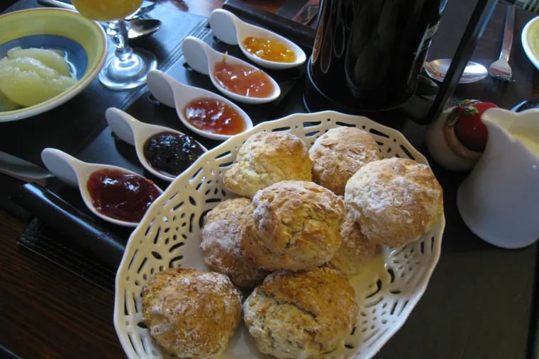 Jams next to the scones at The Orchard B&B.