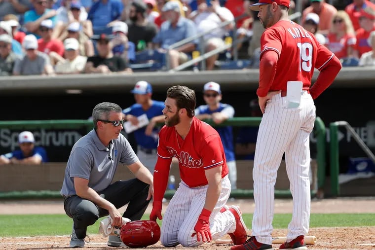 Bryce Harper got a scare Friday when he took a fastball off the right ankle. By Sunday, he was back in the Phillies' lineup.