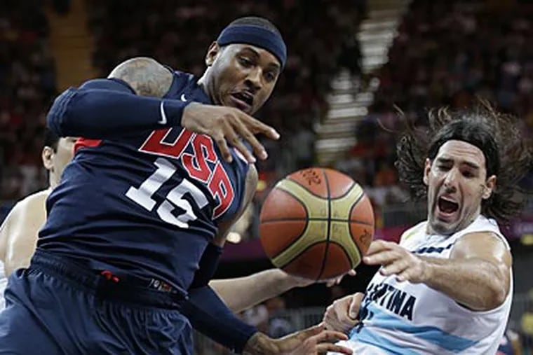 Carmelo Anthony thinks Argentina forward Facundo Campazzo gave him a cheap shot on Monday. (Eric Gay/AP)