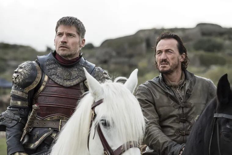 Nikolaj Coster-Waldau (left) and Jerome Flynn in Sunday's &quot;Game of Thrones,&quot; &quot;The Spoils of War.&quot;